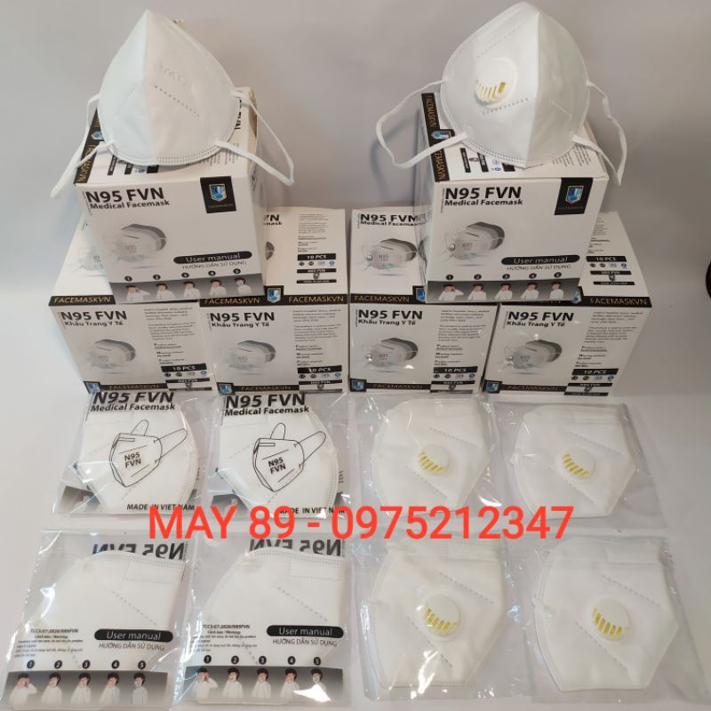 Khẩu trang N95 FVN - 5 lớp ( 2 lớp vải + 2 lớp giấy kháng khuẩn + 1 lớp bông tĩnh điện )