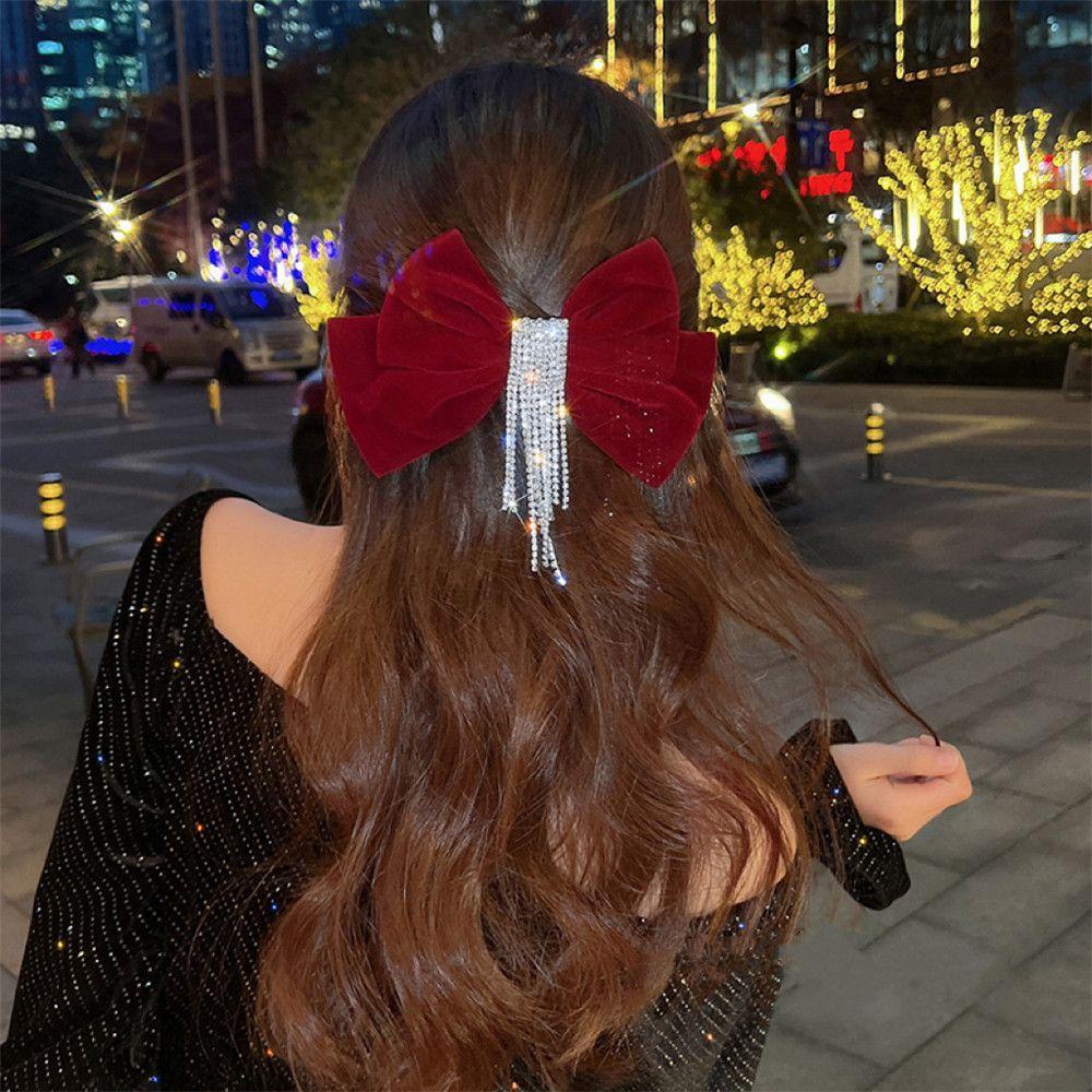 Kẹp Tóc Hình Nơ Thời Trang Dành Cho Nữ|Dây Tua Rua Xinh Xắn Chất Lượng