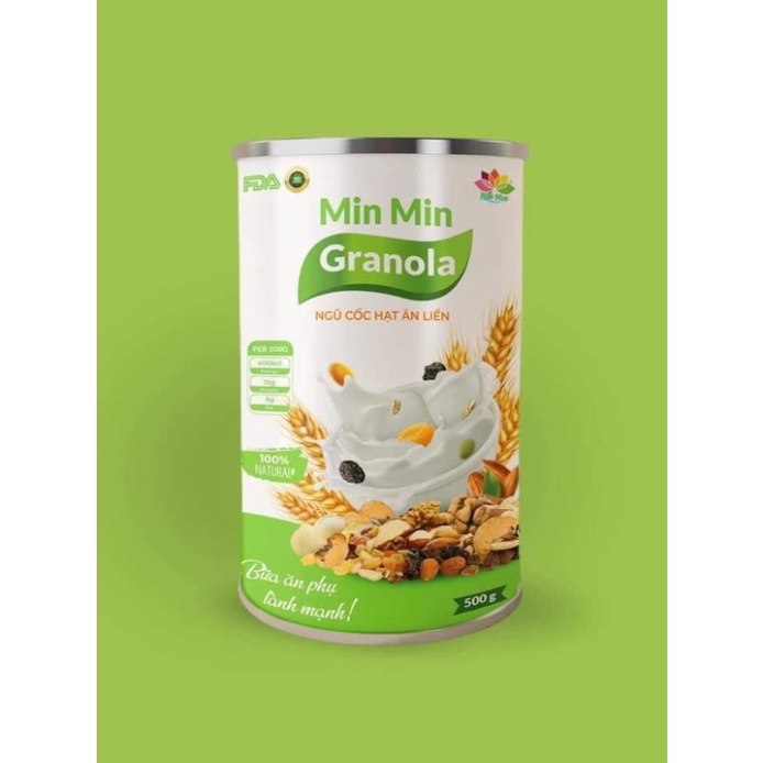 [CHÍNH HÃNG] NGŨ CỐC MIN MIN GRANOLA - NGŨ CỐC NGUYÊN HẠT ĂN LIỀN 500G