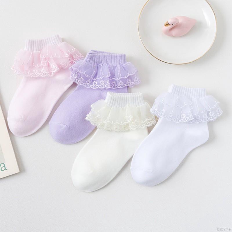 Vớ Vải Cotton Phối Ren Phong Cách Công Chúa Cho Bé Gái