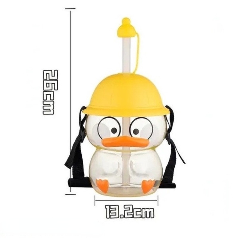 Bình nước hình chú vịt hoạt hình dễ thương có ống hút an toàn cho bé dung tích 1200ml Bình nước bằng nhựa bình sữa