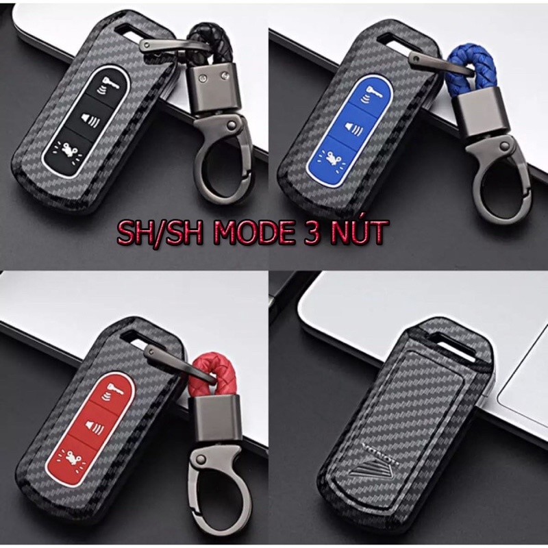 Bọc Khoá Smartkey Sh/Sh mode Full carbon 3 Nút Tặng kèm móc treo