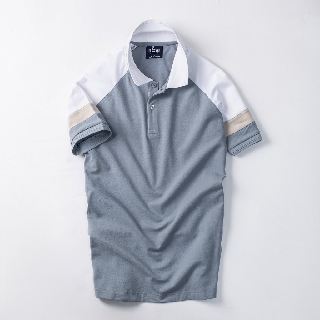 Áo thun nam cao cấp Rosi PL02 cổ polo tay bo ngắn,vải cotton cá sấu phối màu hiện đại,dáng ôm (Slimfit) trẻ trung.