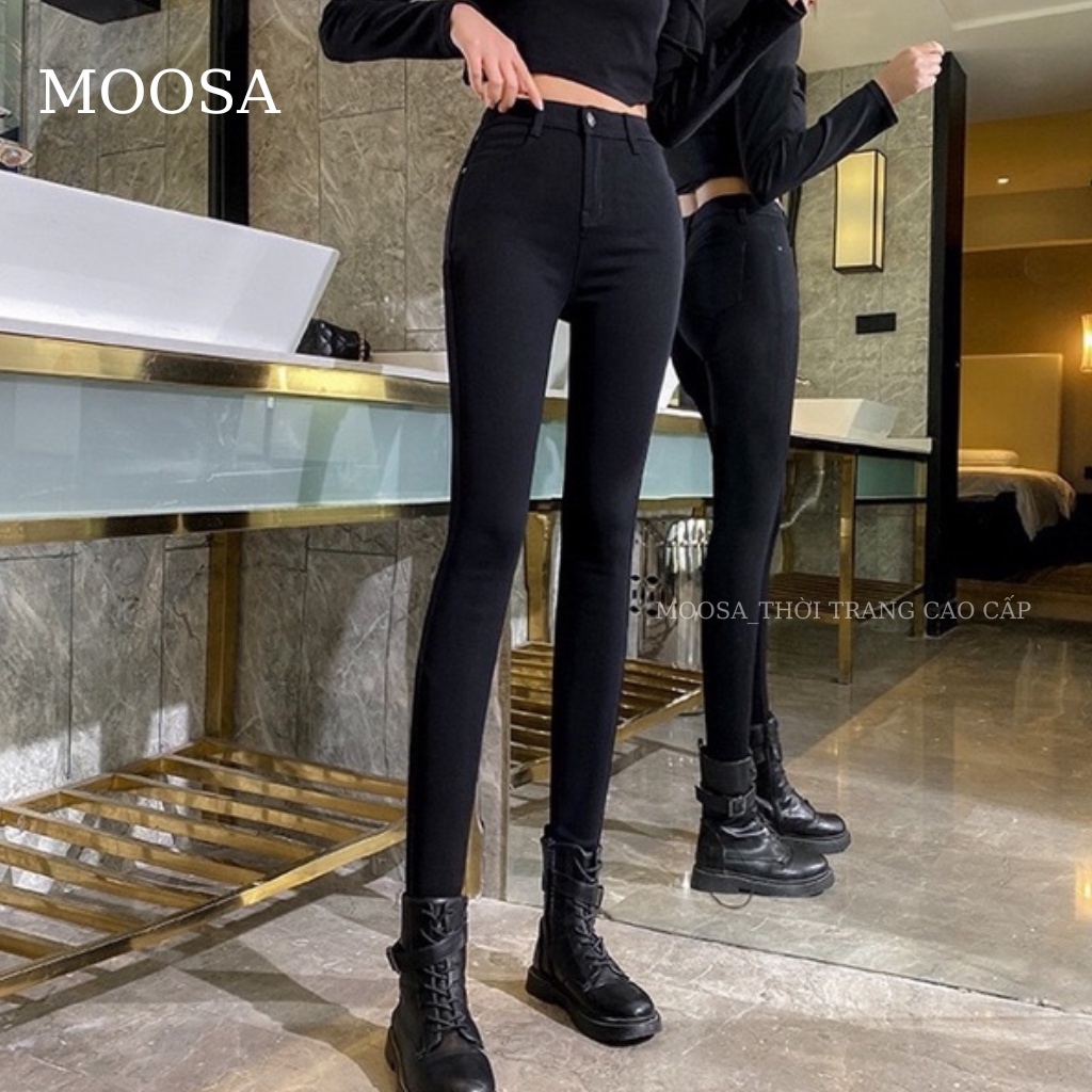 Quần Tregging Nữ Cạp Cao Moosa,Quần Legging Nữ Khóa Trước gen bụng Chất Umi Cao Cấp