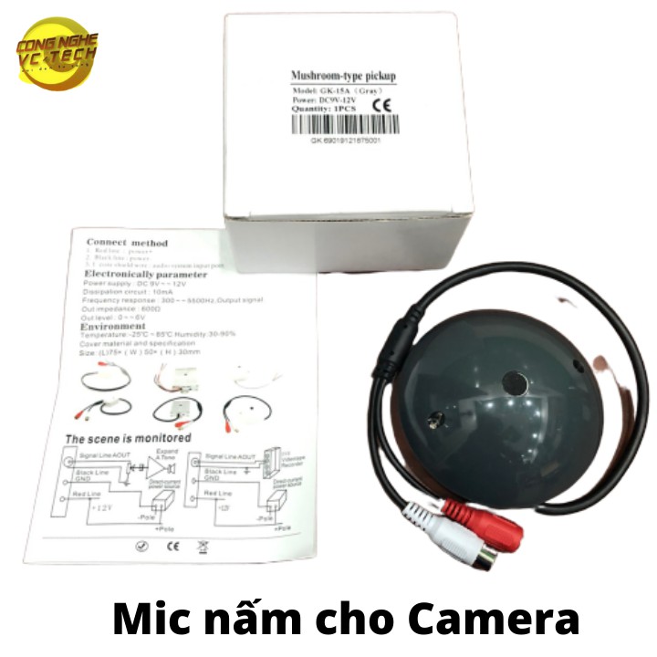 SIÊU HOT  Mic Nấm Chuyên Dụng Thu Âm Thanh Cho Hệ Thống Camera Giám Sát-Chất Lượng Tốt