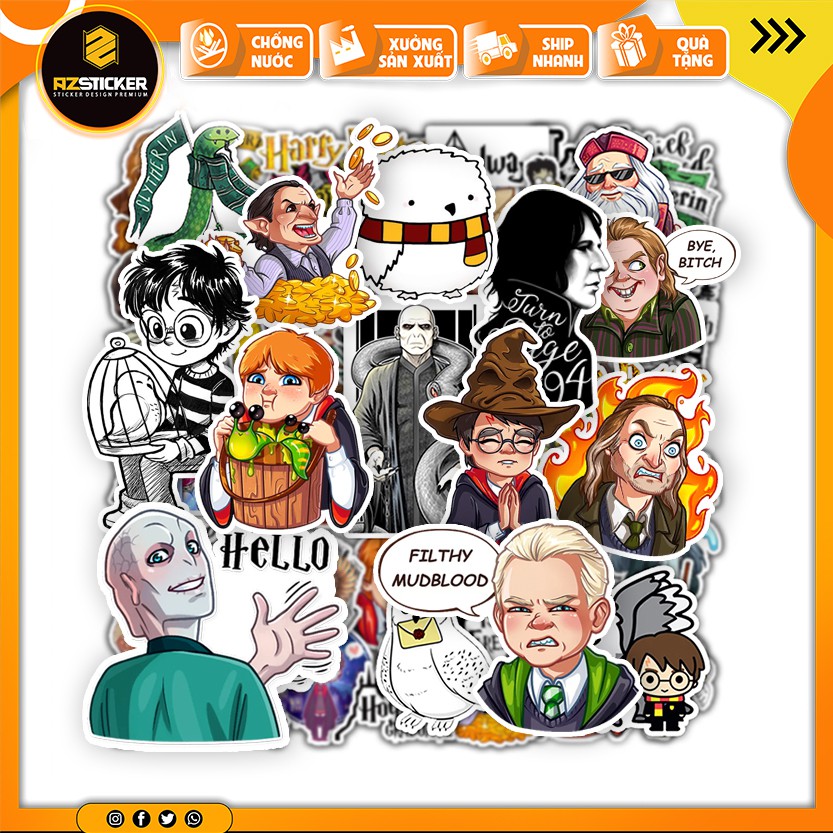 [Set 50+ Hình ] Sticker Harry Potter | Dán Nón Bảo Hiêm, Điện Thoại, Laptop, Bình Nước...Chống Nước, Chống Bay Màu..