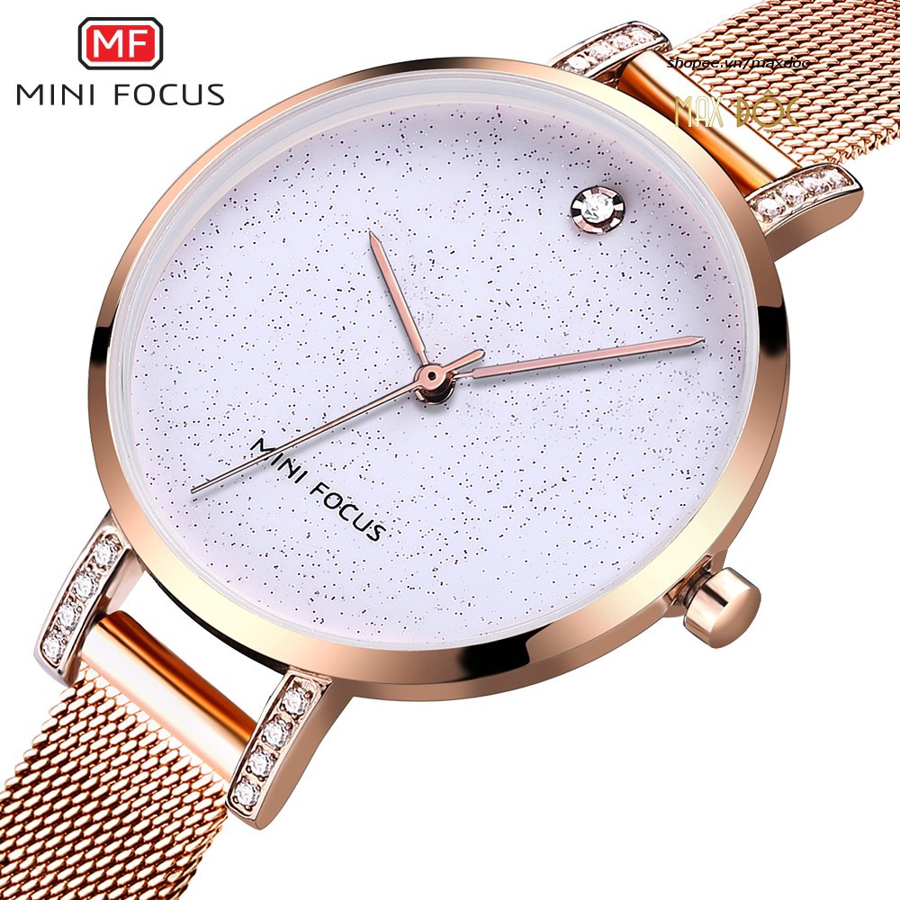 Đồng hồ nữ Mini Focus dây thép lưới đính đá mặt ánh sao MF160 | BigBuy360 - bigbuy360.vn