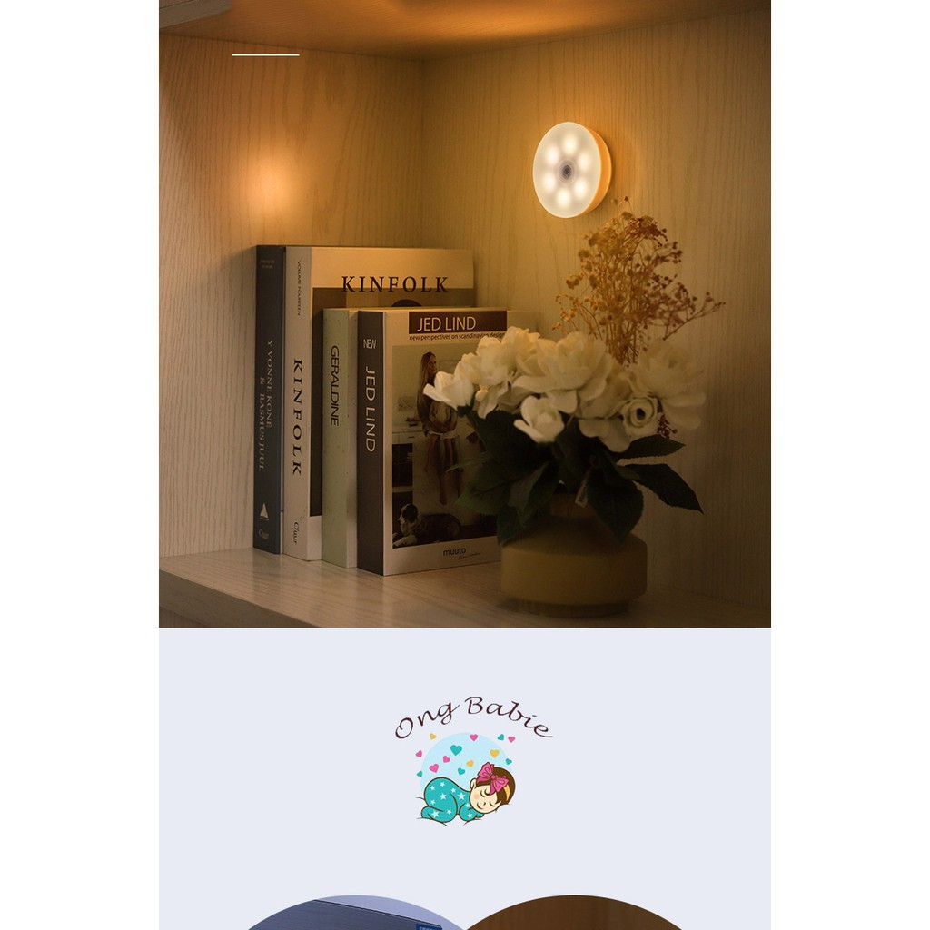 ĐÈN LED CẢM ỨNG DÁN TƯỜNG, ĐÈN LED CẢM ỨNG CHUYỂN ĐỘNG-THÔNG MINH (SẠC ĐIỆN USB) - ÁNH SÁNG VÀNG