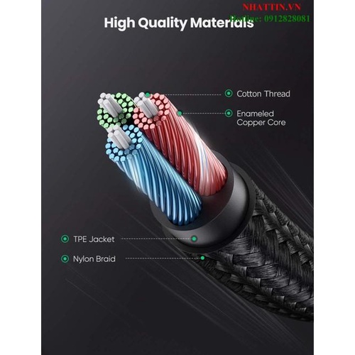 Cáp nối dài âm thanh AUX 3.5mm 3M Ugreen 70878 bọc Nylon cao cấp  Chính Hãng
