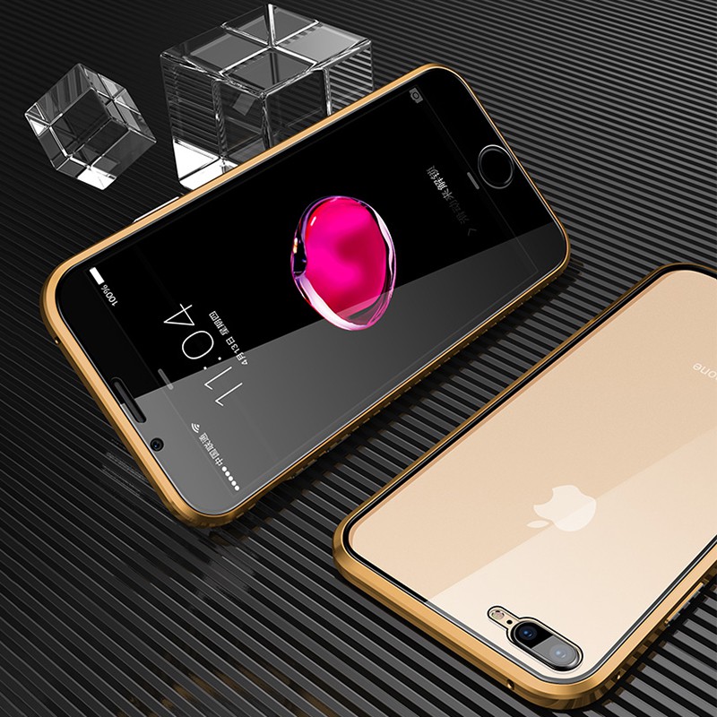 Ốp lưng điện thoại 360 kim loại cho iphone 7 8 6 6S Plus Ốp lưng hai mặt cho iPhone X XR XS 11 Pro MAX Ốp lưng bằng kính cường lực