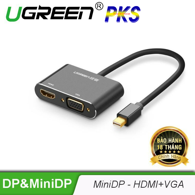Cáp chuyển Mini Displayport to HDMI và VGA Ugreen 20421 chính hãng (đen)