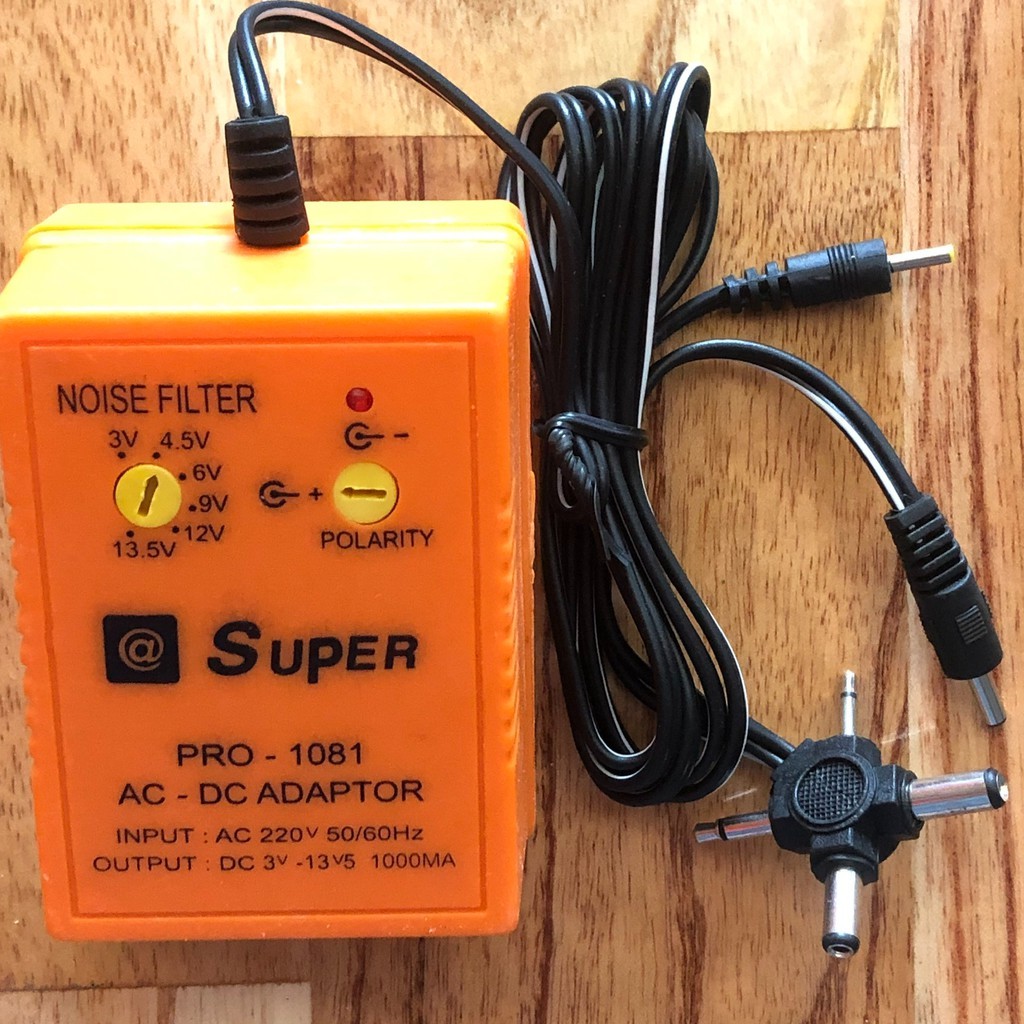 Nguồn Adapter đa năng SUPER 1081 1000MA và 450MA 3-13,5V, 6 đầu ra Đảo cực được