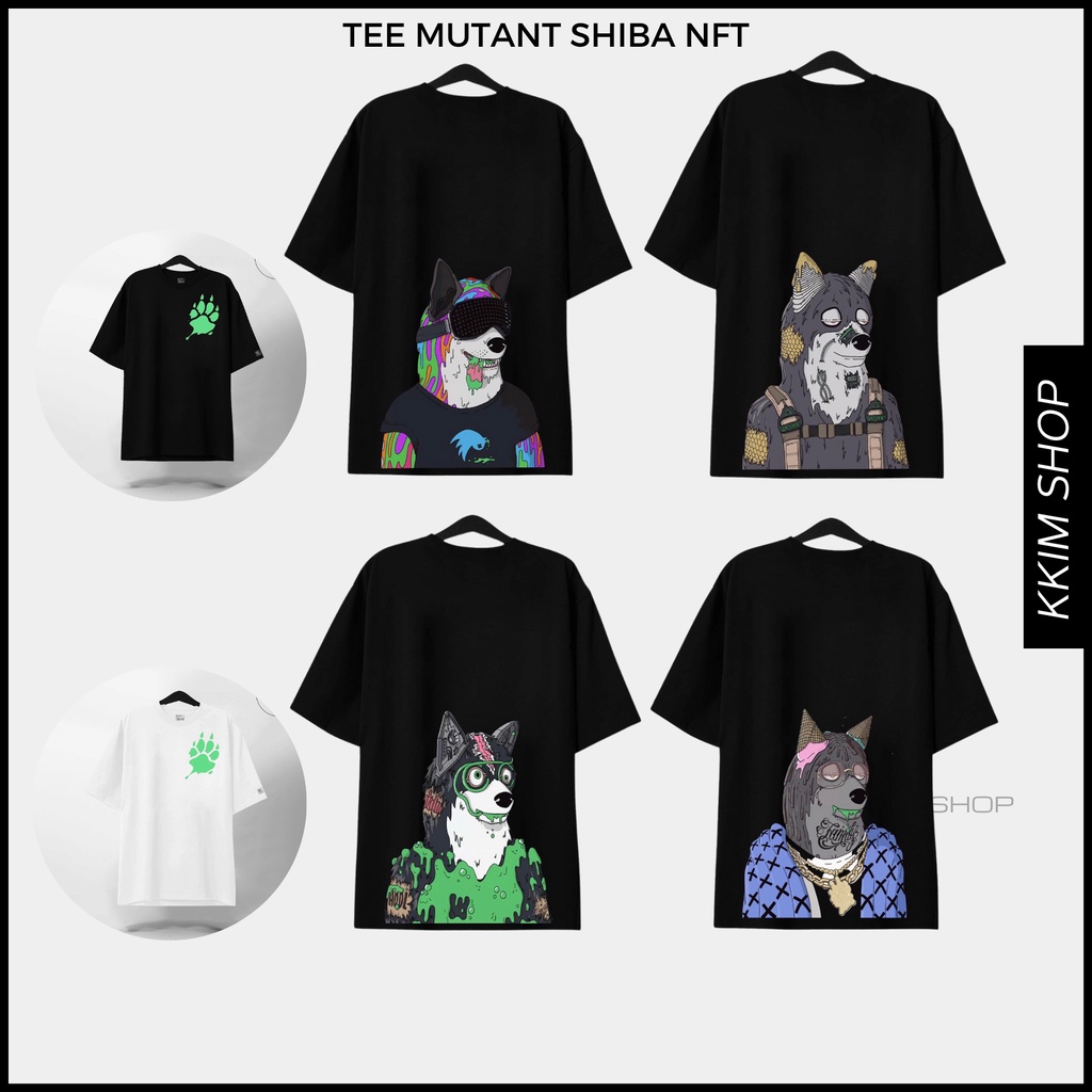 Áo Thun Tay Lỡ Mutant Shiba NFT, Form rộng oversize, áo phông unisex, chất liệu Cotton Thái - KKIM Shop