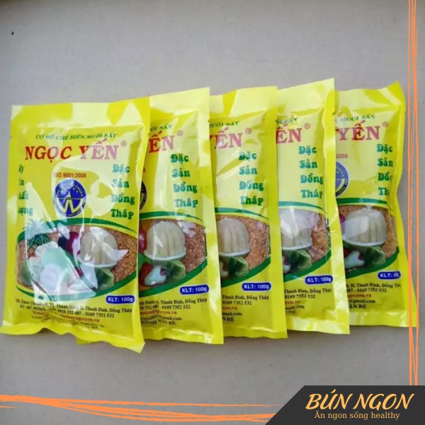 Combo 2 Muối Sấy Ngọc Yến Chấm Hoa Quả - Đặc sản Đồng Tháp Chính Hãng 100gr, Bao Bì Mới - Bún Ngon