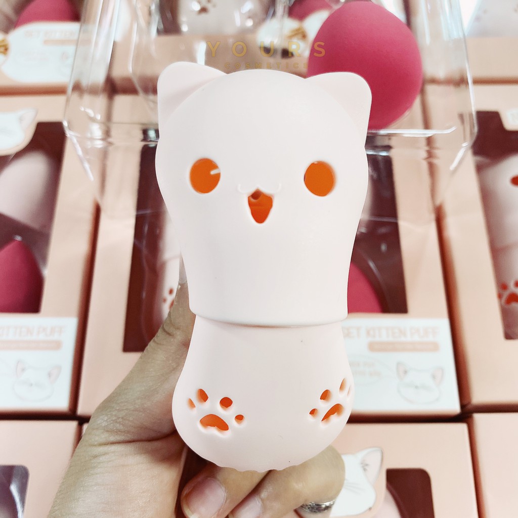 [Auth Thái] Set Bông Mút Trang Điểm Màu Hồng Nee Ni Coo Set Kitten Puff Sponge Blender Beauty 3 Items