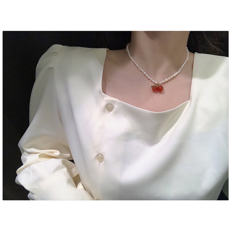 Vòng cổ choker phối hạt ngọc trai giả nhỏ xinh 22380