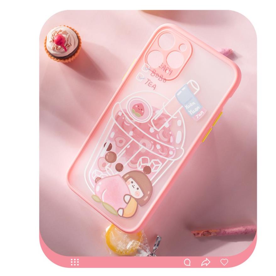 Ốp lưng iphone viền nhám Trà sữa Yuanyuanjun bảo vệ camera 6/6plus/7plus/8plus/x/xs/xs max/11/11promax DT05- Dino case