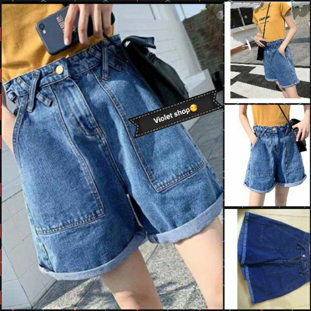 QUẦN SHORT JEAN CẠP CAO SẮN GẤU - HÀNG CÓ SẴN