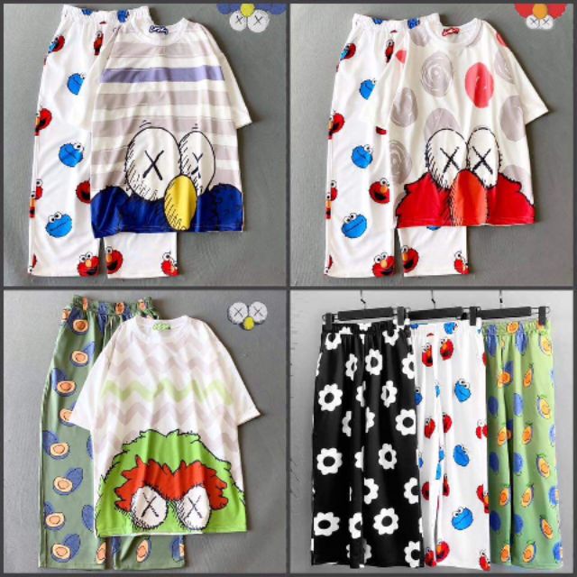 Set áo thun in 3D và quần cartoon pan, form unisex,
