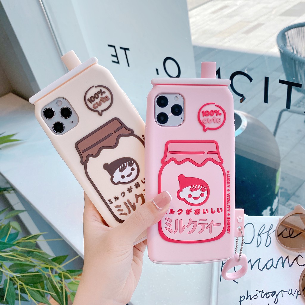 Ốp điện thoại silicone mềm họa tiết bình trà sữa đáng yêu cho Iphone 12 pro max 11 pro max x xs max xr 6 6s 7 8 plus | BigBuy360 - bigbuy360.vn
