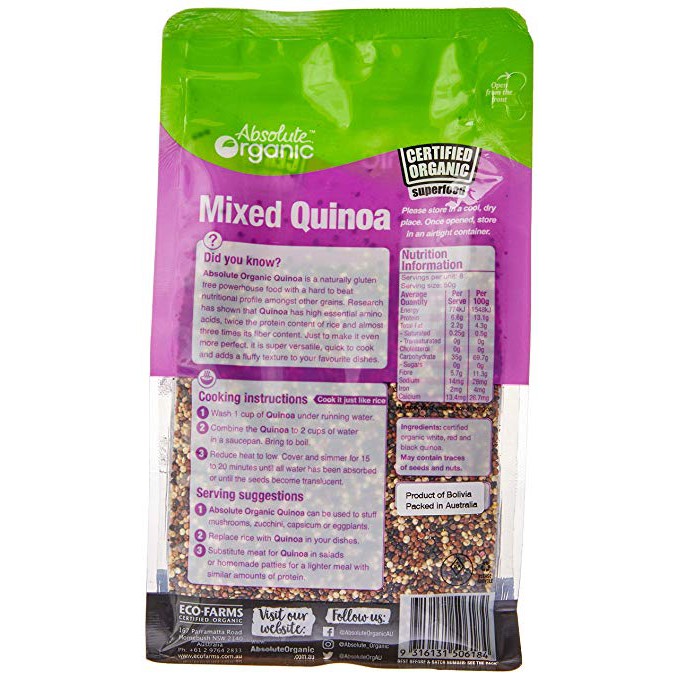 100g Diêm Mạch / Quinoa 3 Màu Absolute Organic