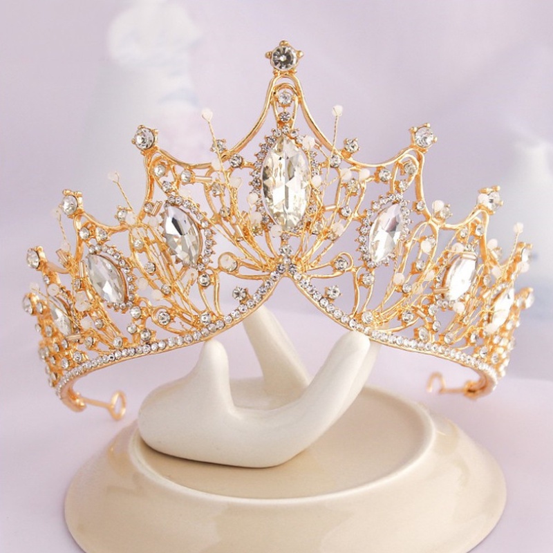 Vương Miện Cài Tóc Đính Đá Pha Lê 3 Màu Cho Cô Dâu