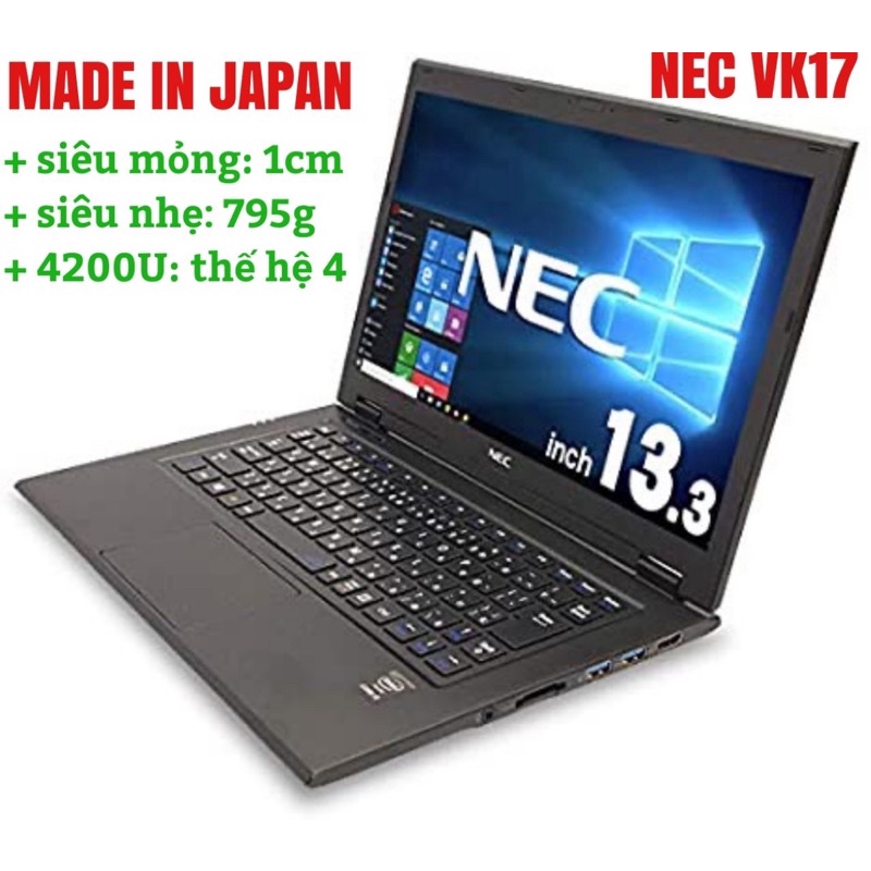 Laptop siêu mỏng siêu nhẹ Nhật Bản NEC VersaPro PC-VK17T Core i5-4210U, 4gb Ram, 128gb SSD 13.3inch 2K 2560x1440