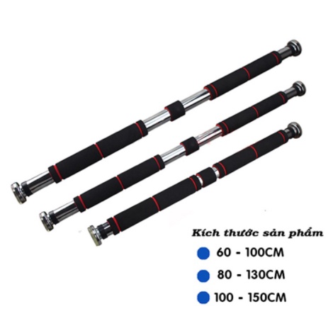 Thanh tập xà đơn treo tường gắn cửa nhiều cỡ từ 62-150cm tùy chỉnh phù hợp tập gym tại nhà tăng cơ bắp