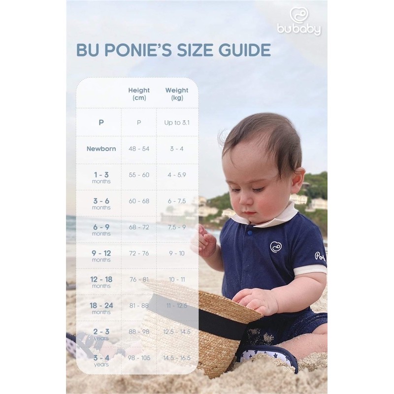 Bộ quần áo cộc tay màu trơn Ponie Bu, BUBABY cho bé 6m - 4Y