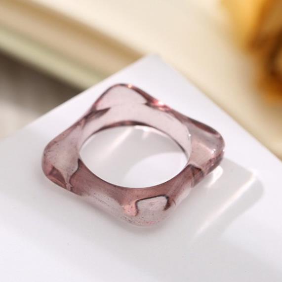 (0248) Nhẫn Nhựa Resin Thạch Vuông Trong Nhiều Màu Xu Hướng