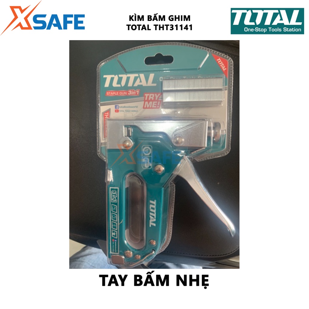 Kềm bấm ghim TOTAL THT31141 Kìm bấm ghim 4-14mm thép cao cấp, chống oxi hóa, bấm nhẹ, kim ghim nhạy, chắc chắn -XSAFE