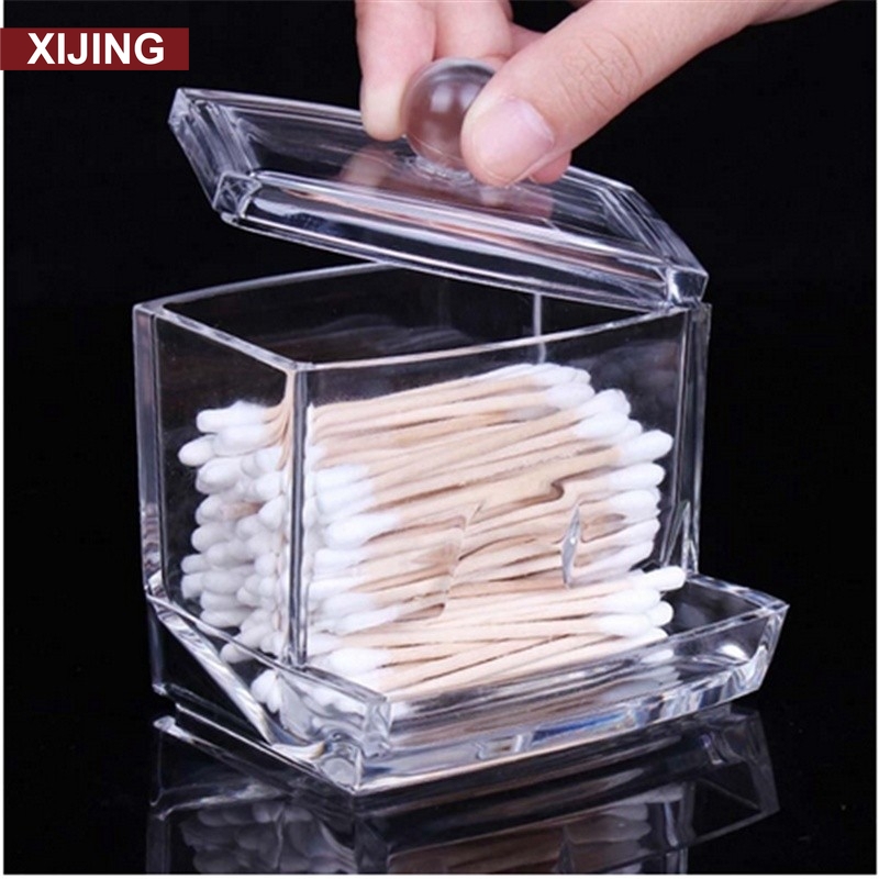 【COD】Hộp Đựng Tăm Bông/Mỹ Phẩm Bằng Acrylic Trong Suốt Tiện Dụng