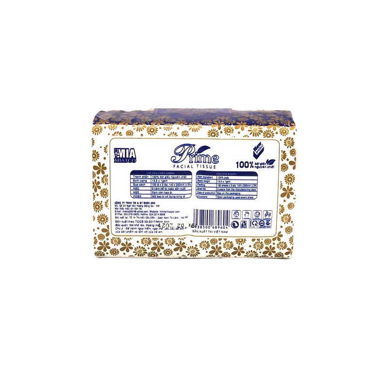 COMBO 8 GÓI GIẤY ĂN GIẤY RÚT PRIME 150 tờ 3 LỚP KHỔ cm - MÀNG NHŨ