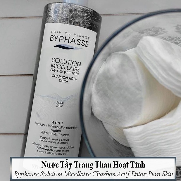 Nước Tẩy Trang Than Hoạt Tính Byphasse Solution Micellaire Charbon Actif Detox Pure Skin 500ml