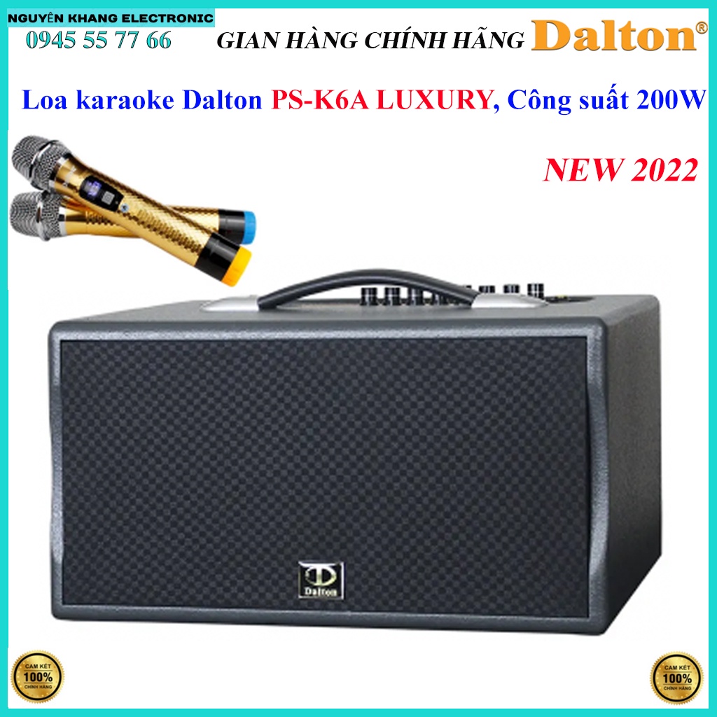 Loa karaoke di động Dalton PS-K6A công suất 200W, PIN 5 giờ, kích thước nhỏ gọn, tiện lợi mang đi chơi, ca hát trên ô tô