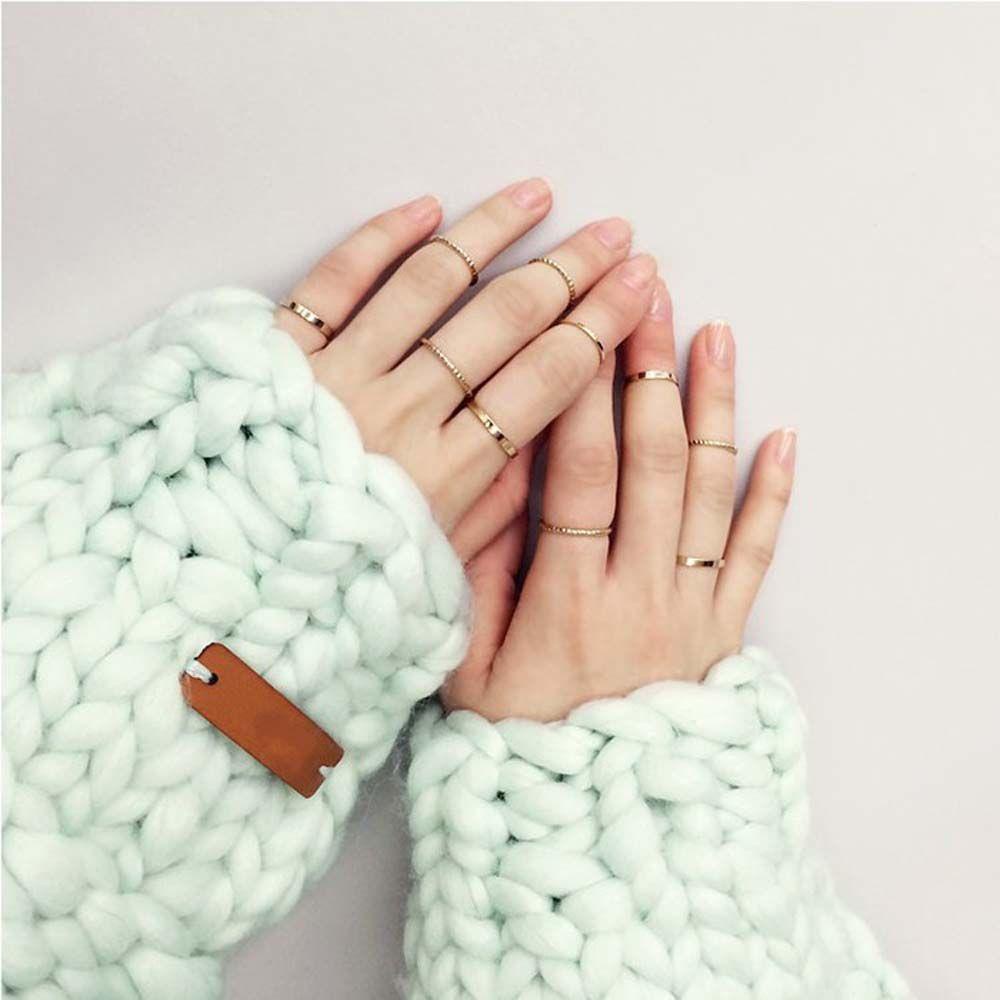 JARRED Set 10 Nhẫn Đeo Khớp Ngón Tay Thời Trang Hàn Quốc