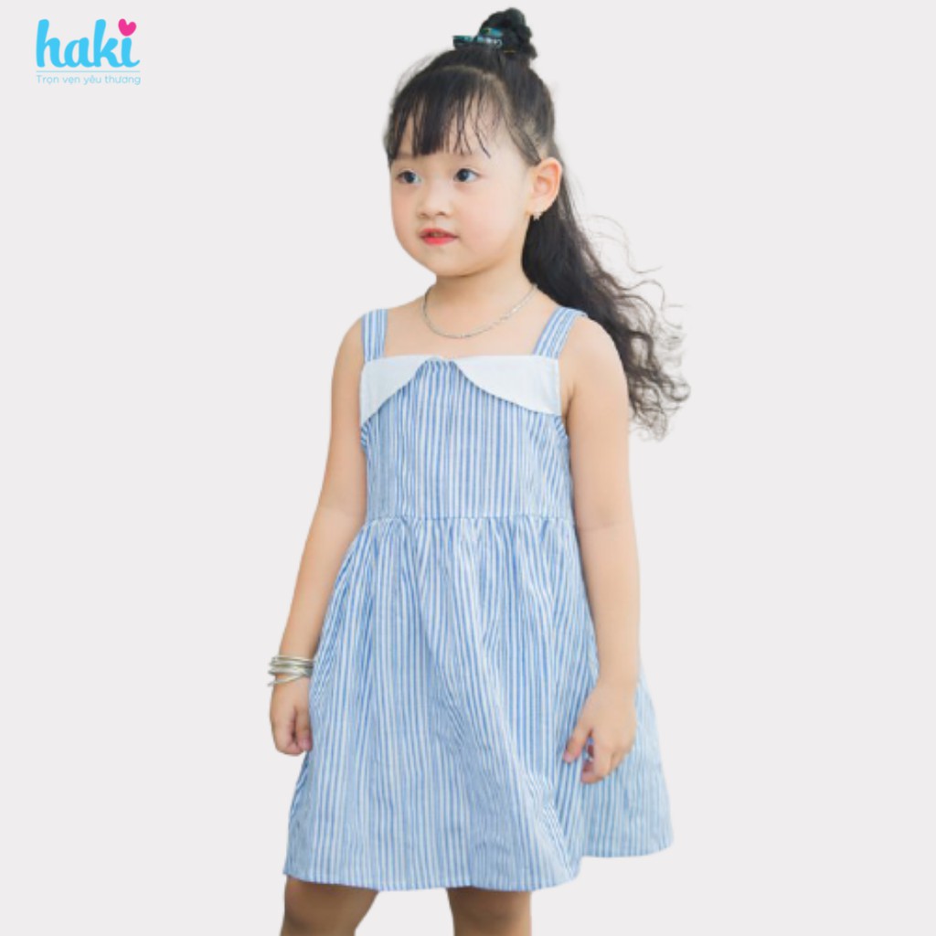 Đầm bé gái_Váy cúp ngực Haki HK482 (Họa tiết Kẻ xanh nhỏ)
