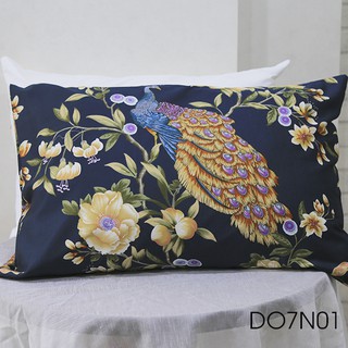 [ÁO GỐI ẤN ĐỘ] Vỏ gối cotton lụa Ấn Độ họa tiết chim công 50 x 70 cm