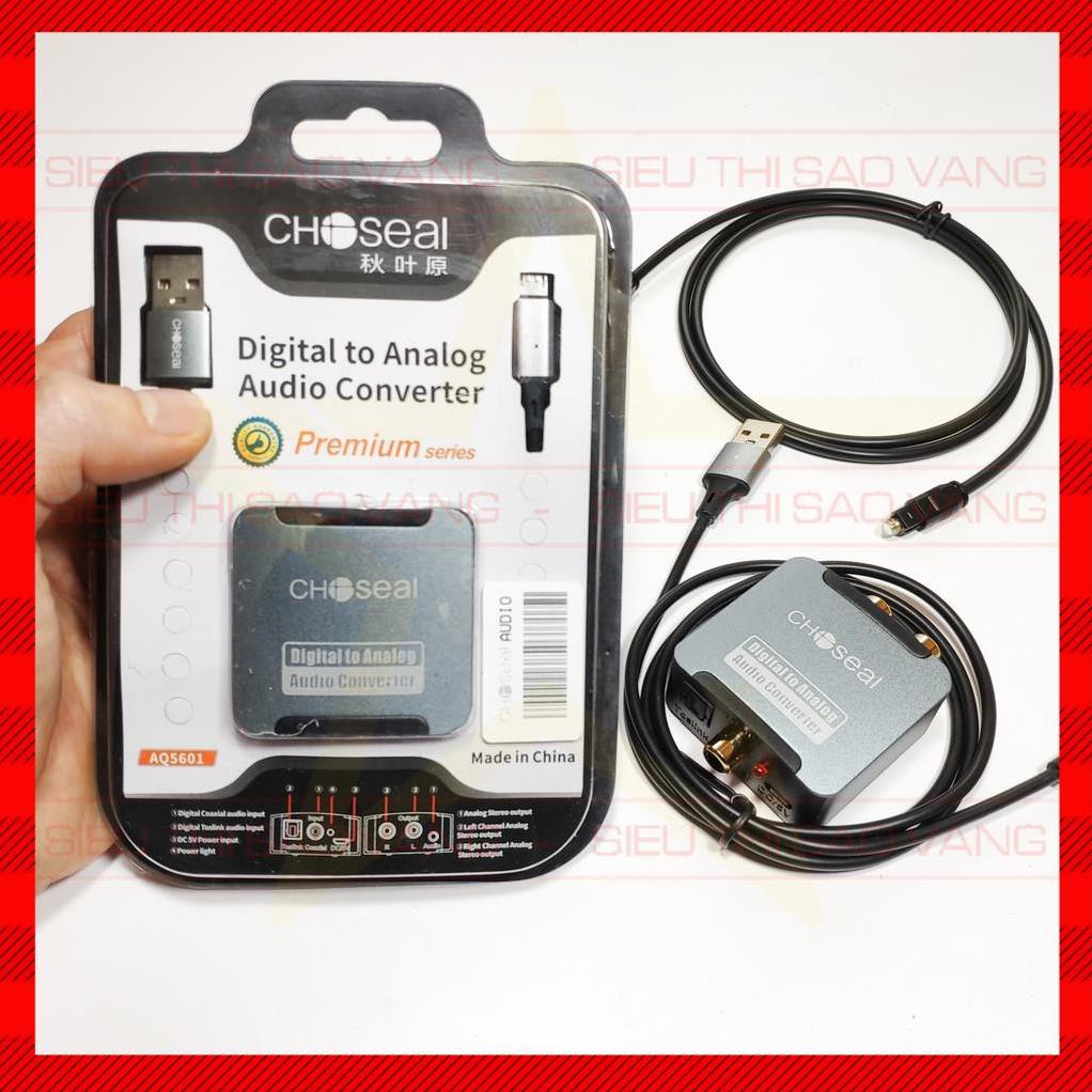 Bộ chuyển đổi âm thanh quang học optical sang AV ra audio Choseal kèm dây quang - BH 12 tháng