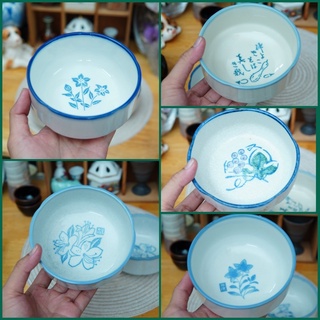 Chén/Thố Sứ Dáng Trụ Men Lam Phong Cách Nhật Bản - Gốm Sứ Nhật Bản