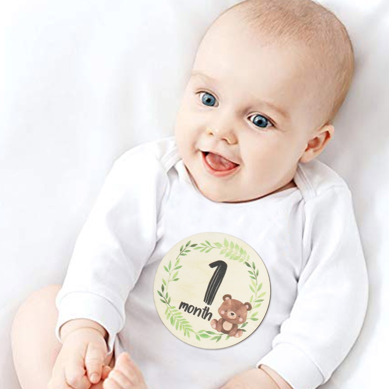 Set 6 Tấm Thẻ Đánh Dấu Cột Mốc Tháng In Họa Tiết Động Vật Hoạt Hình Cho Bé