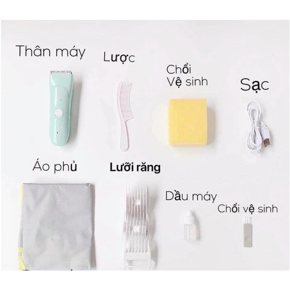 Tông đơ cắt tóc cho bé MISUTA tích điện full bộ 10 món