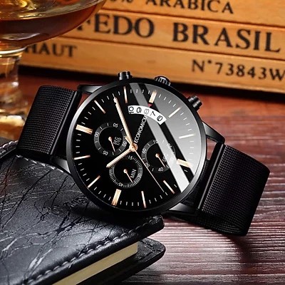 Đồng hồ nam chính hãng dây thép lưới cao cấp ECONOMICXI, Có lịch, mặt mỏng thời thượng - Thiết kế hiện đại và Nam tính.