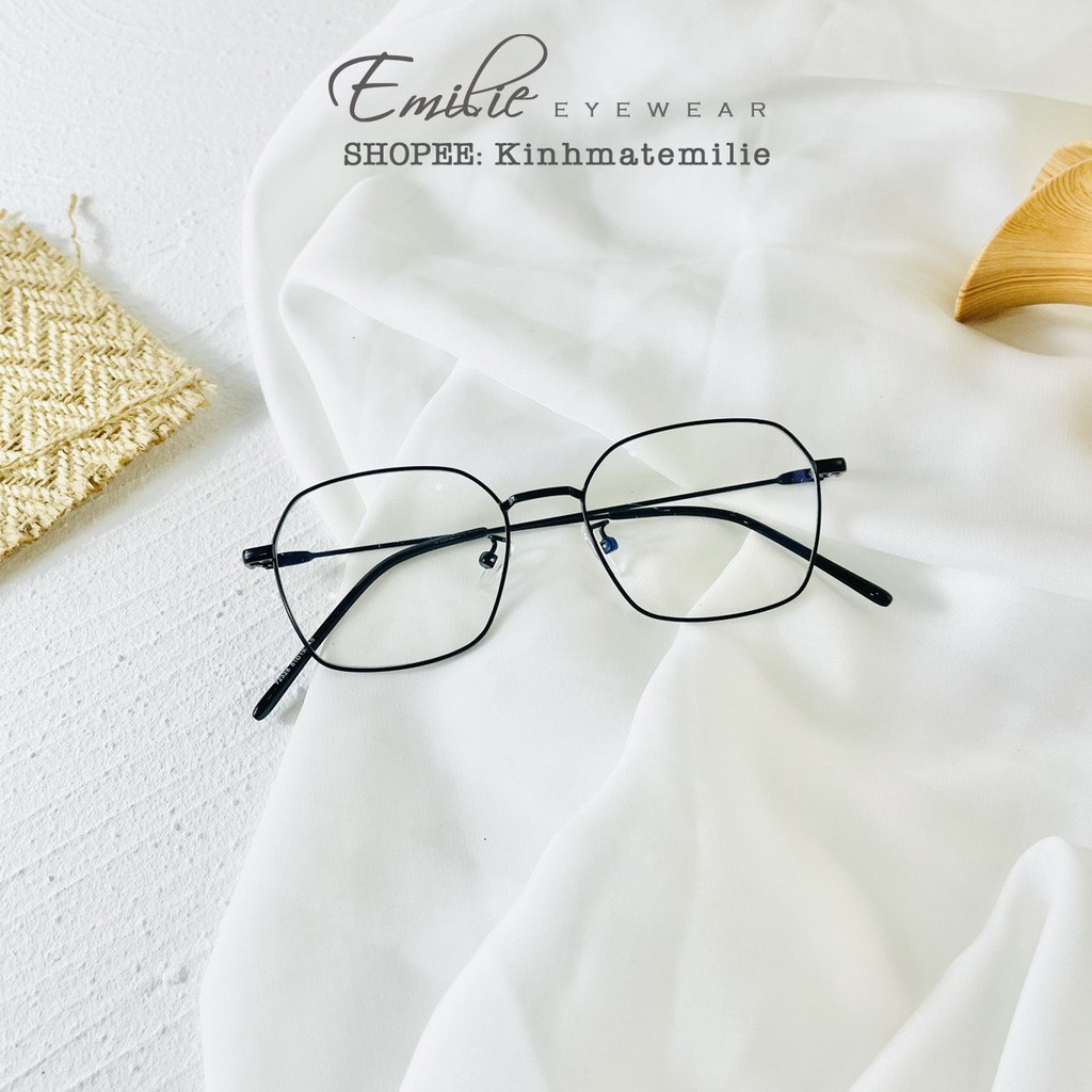 Kính gọng mảnh vuông đa giác nam nữ Emilie eyewear chất liệu kim loại phụ kiện thời trang 72328