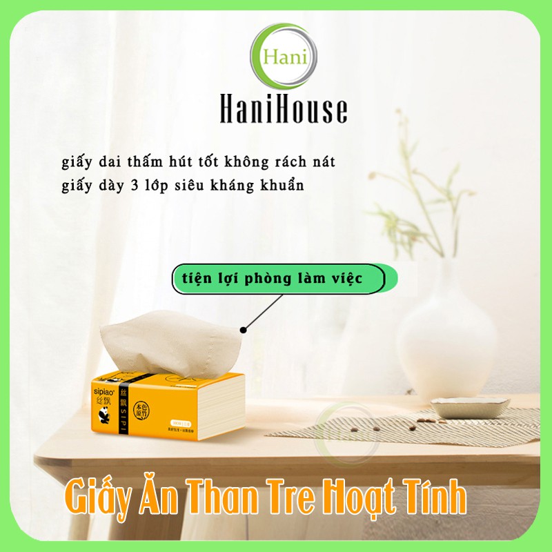 Giấy ăn gấu trúc Sipiao siêu dai thấm hút dày 3 lớp - gói 300 tờ Hani House