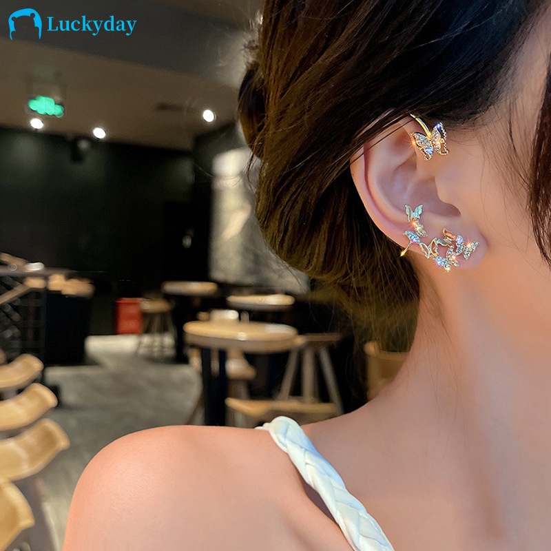 Bông tai hình bướm đính đá thời trang dành cho nữ