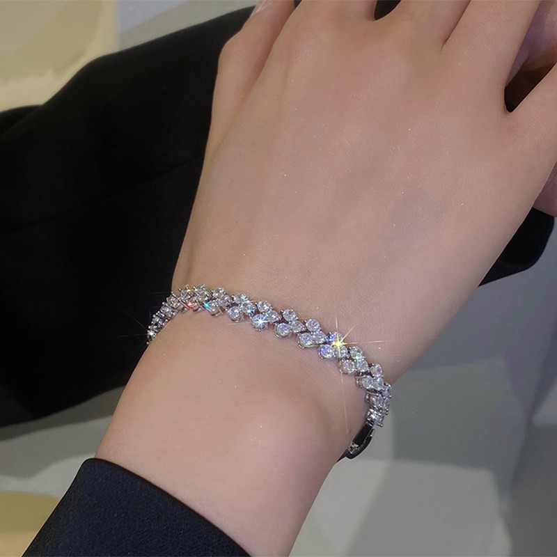 Vòng tay bạc S925 đính đá zircon thời trang dành cho nữ