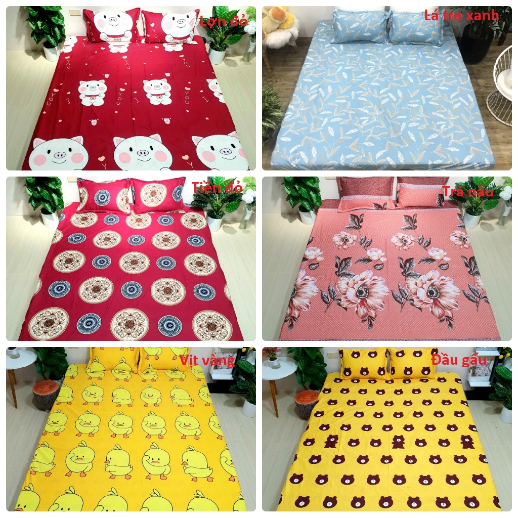 Bộ ga gối poly cotton, ga chun và 2 áo gối ( được chọn mẫu) | BigBuy360 - bigbuy360.vn