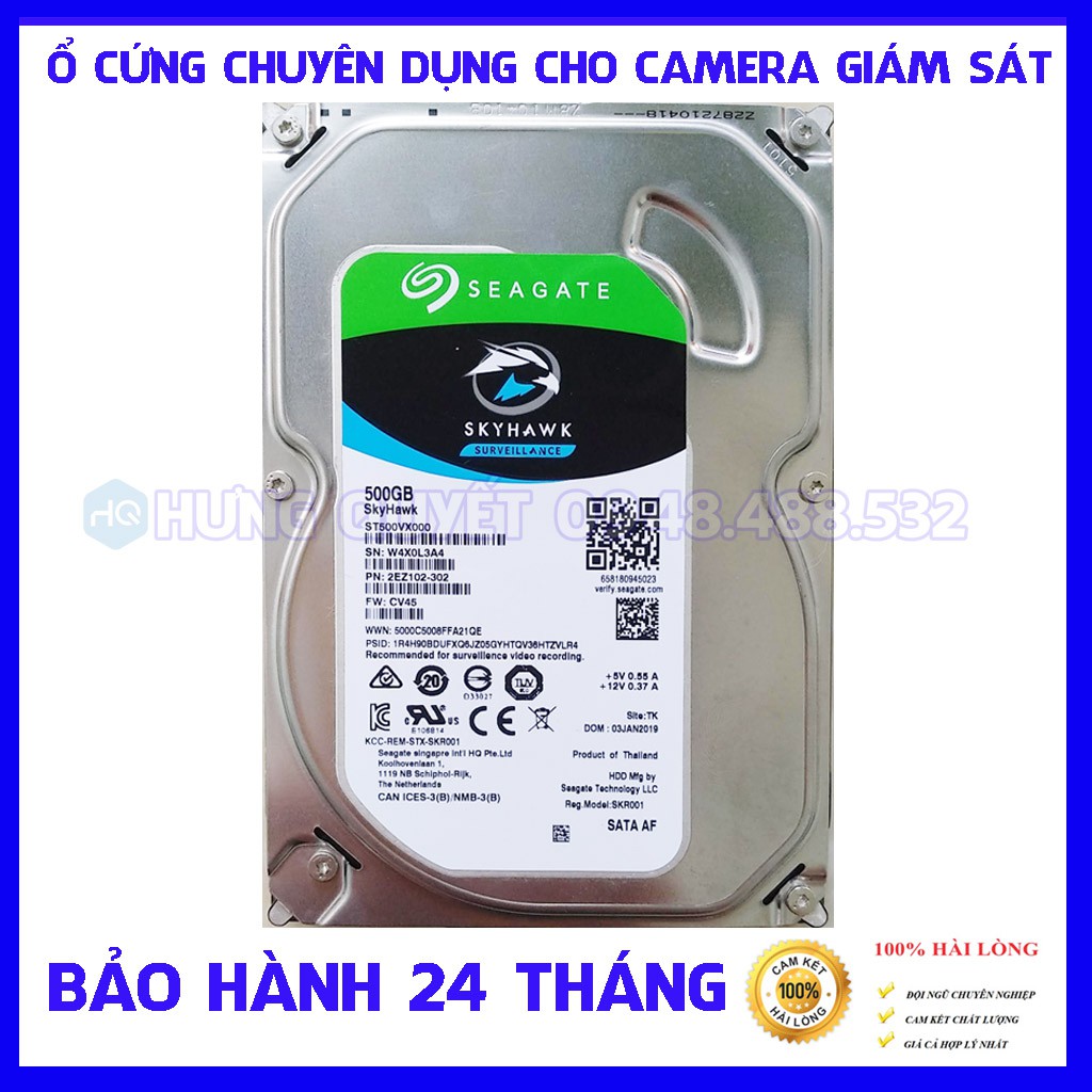 Ổ cứng Chuyên dụng Camera giám sát HDD Seagate Skyhawk 500GB - Bảo hành 36 tháng 1 đổi 1