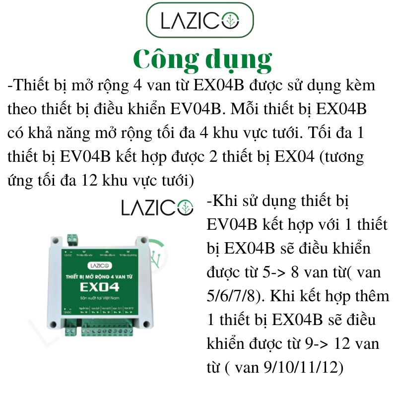 Bộ mở rộng 4 van điện từ kết hợp với EV04B LAZICO EX04B